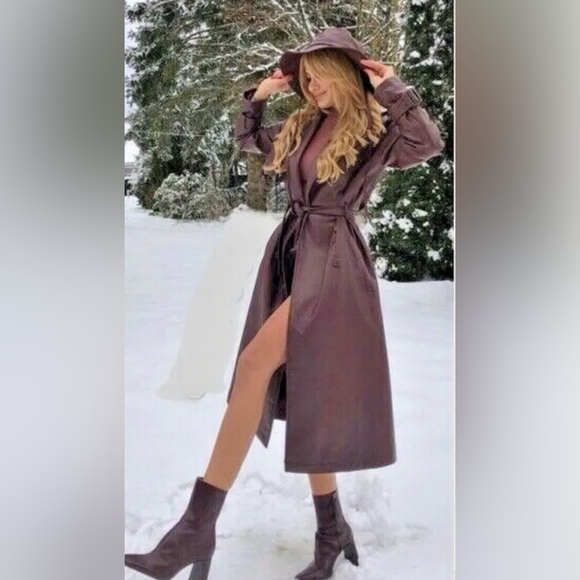 Zara Jackets & Blazers - NWOT Zara faux leather trench coat, missing belts, size medium